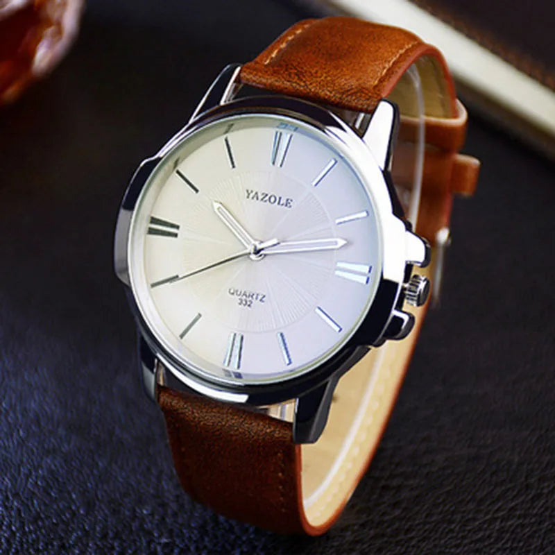 New YAZOLE Mens Watches Top Brand Luxury Blue Glass Watch Men Watch Waterproof Leather Roman Men's Watch Male Clock reloje...