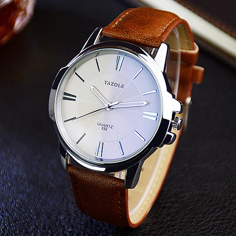 New YAZOLE Mens Watches Top Brand Luxury Blue Glass Watch Men Watch Waterproof Leather Roman Men's Watch Male Clock reloje...