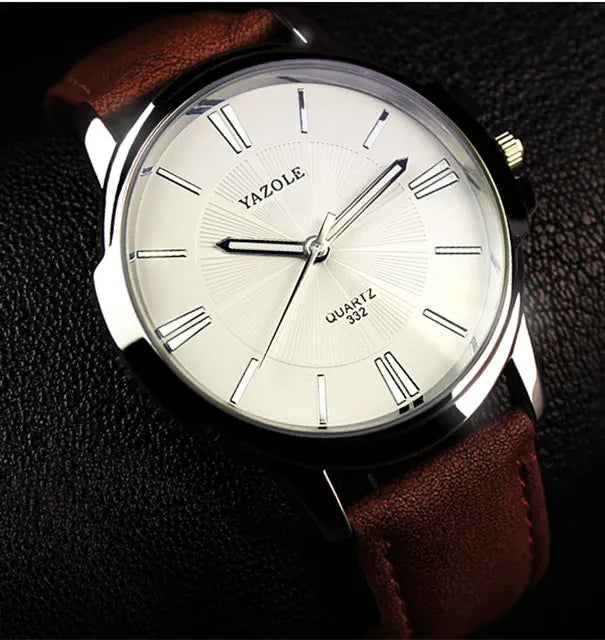 Hot YAZOLE Mens Watches Top Brand Luxury Blue Glass Watch Men Wristwatch Waterproof Leather Roman Men's Watch Male Clock r...