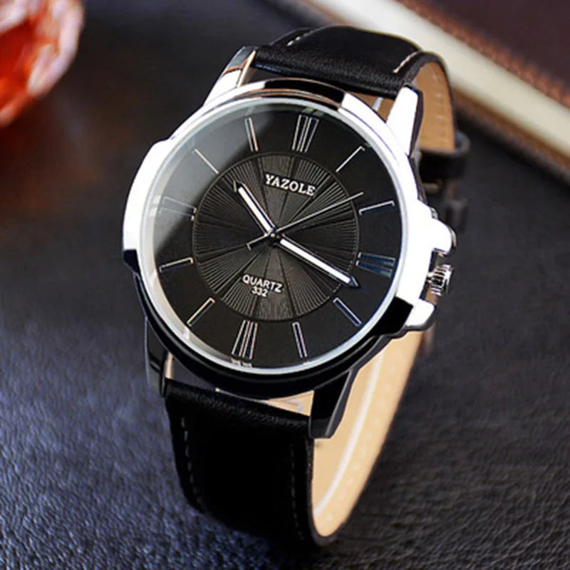 Hot YAZOLE Mens Watches Top Brand Luxury Blue Glass Watch Men Wristwatch Waterproof Leather Roman Men's Watch Male Clock r...