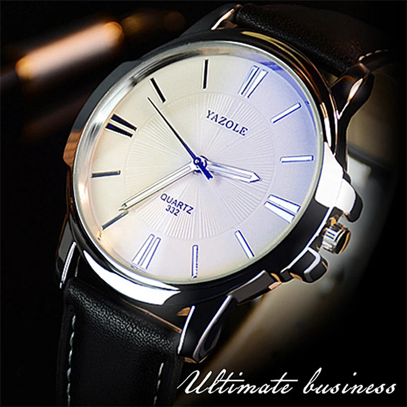 popular New YAZOLE Mens Watches Top Brand Luxury Blue Glass Watch Men Watch Waterproof Leather Roman Men's Watch Male Cloc...