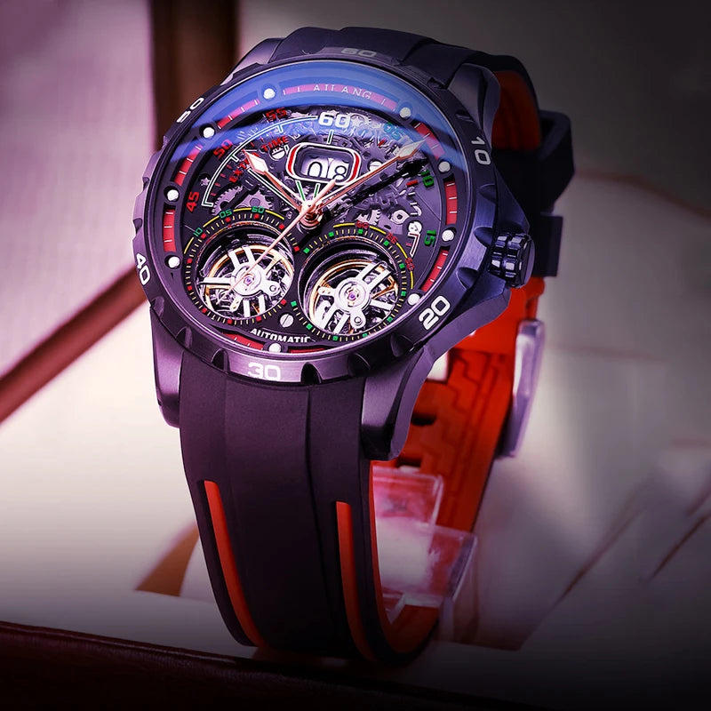 sell vastara ailang super cool double tourbillon watch detail - reliable movement, stainless steel, waterproof classic