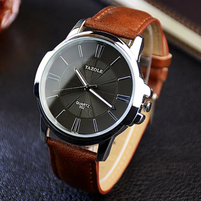 New YAZOLE Mens Watches Top Brand Luxury Blue Glass Watch Men Watch Waterproof Leather Roman Men's Watch Male Clock reloje...