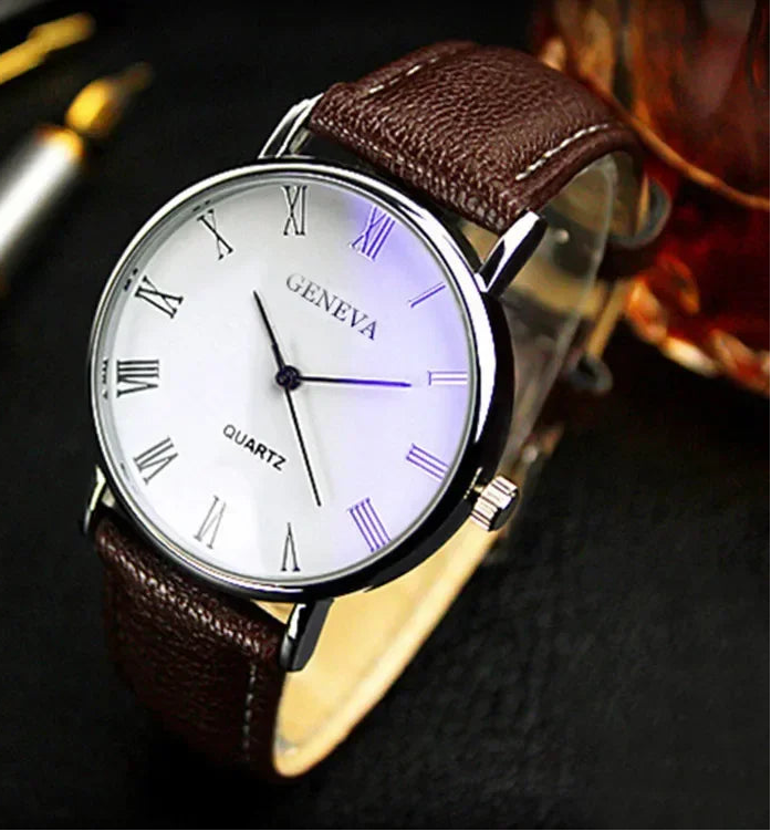 discount Famous Brand Men Quartz Watch Business Casual Fashion Student Trend Leather Strap Wristwatch Luxury Gift Clock Dr...