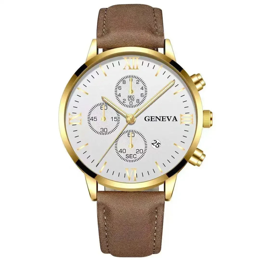 Fashion Geneva Men's Wristwatch Date Alloy Case Leather Analog Quartz Sport Watch Male Clock Top Brand Luxury Relogio Masc...