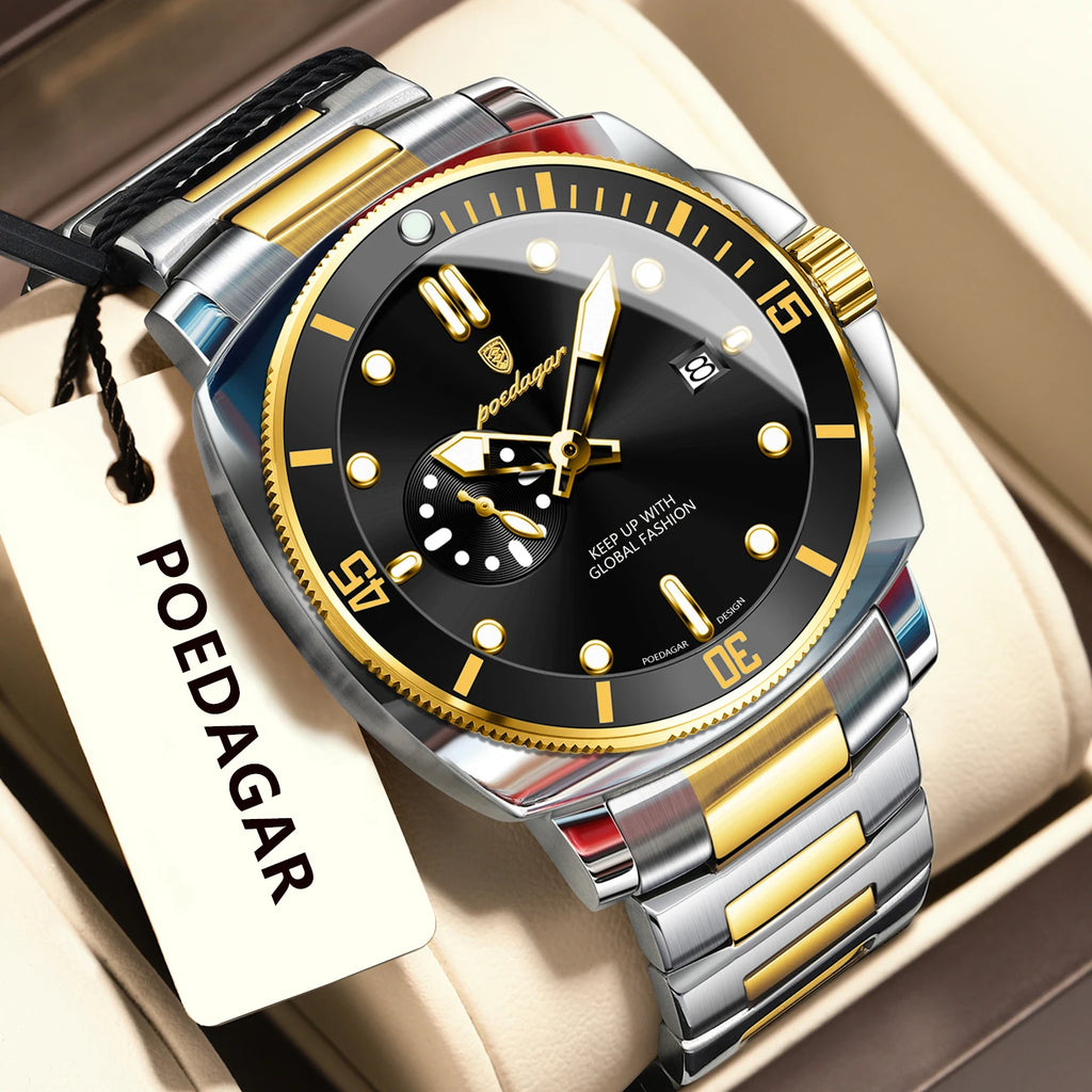 POEDAGAR Top Fashion Luxury Watch For Men Waterproof Luminous Date Men's Watches Stainless Steel Business Quartz Male Wris...