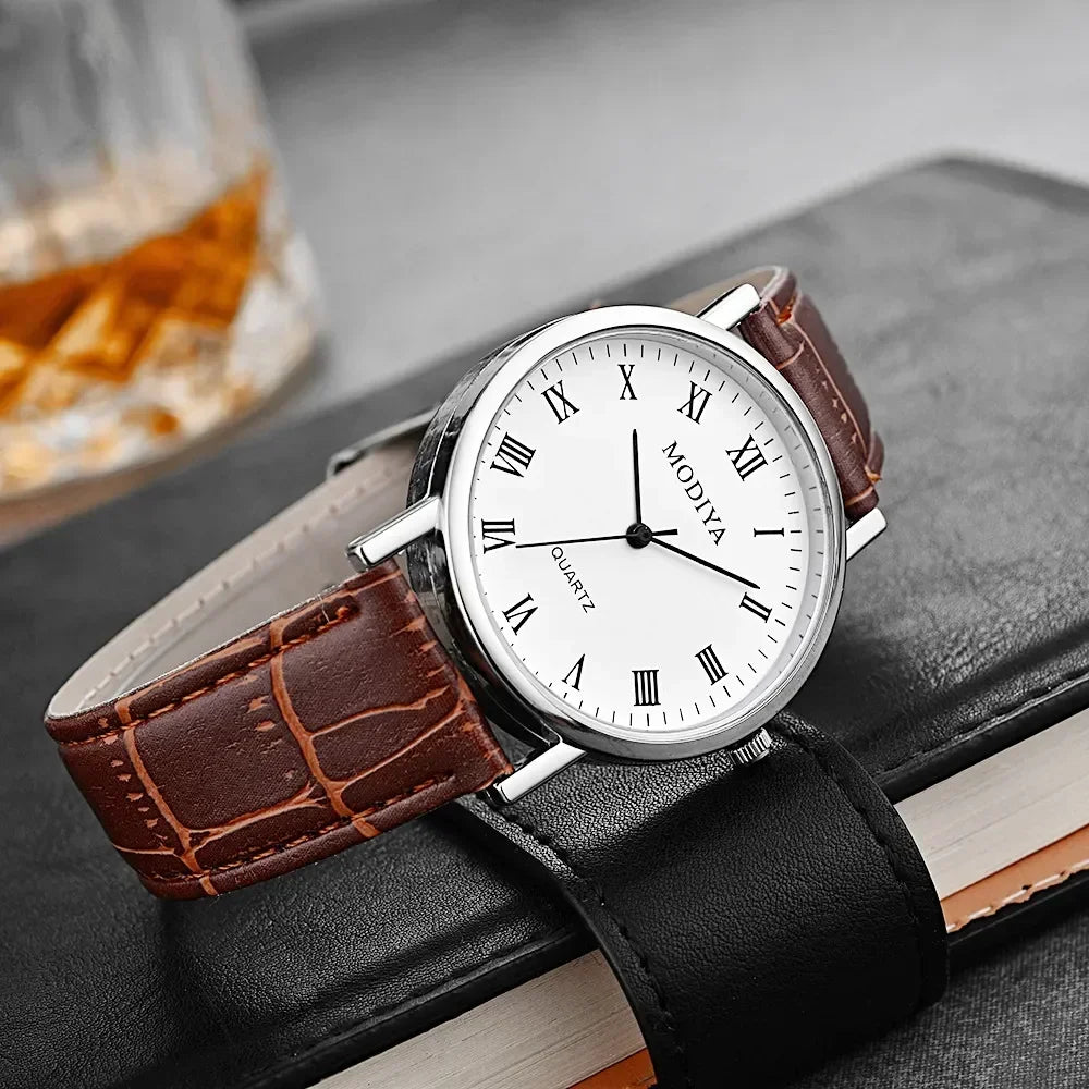 Men's Business Wrist Watch Luxury Leather Strap Analog Watches Ultra Thin Quartz Wristwatch Clock Men Women Casual Simple ...