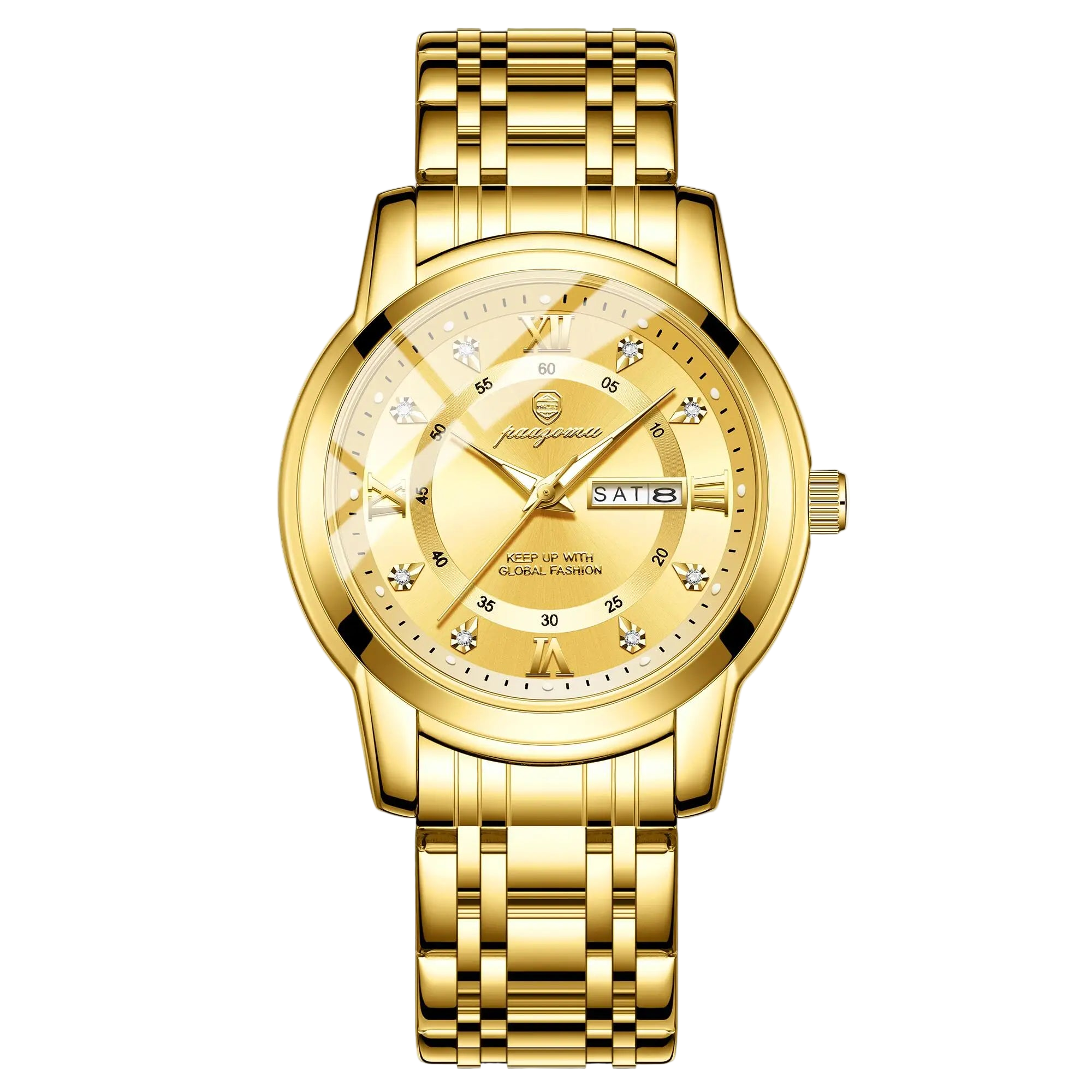 POEDAGAR Business Men Watch Date Week Waterproof Luminous Luxury Man Wristwatch Sports Stainless Steel Men's Quartz Watche...