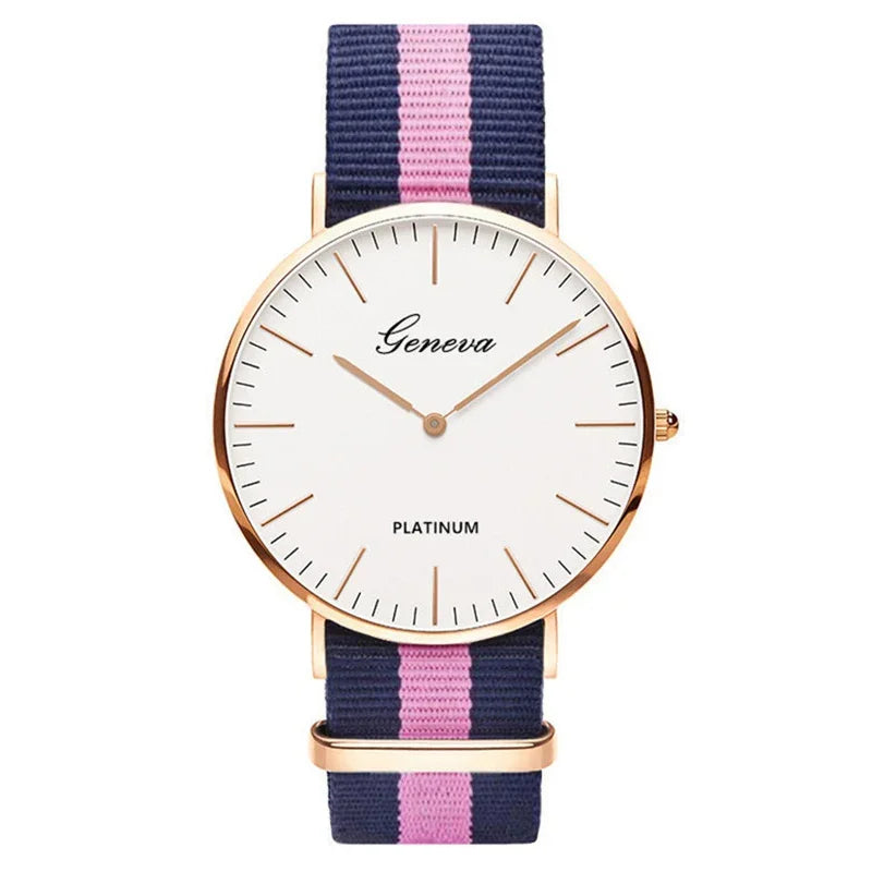 affordable 2024 Hot New Men Watches Fashion Women's Wristwatch Geneva Nylon Strap Quartz Watch Casual Unisex Watch Clearan...