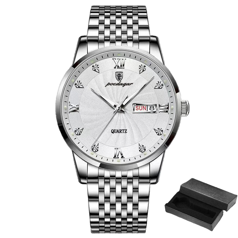 POEDAGAR New Business Mens Watches Top Brand Luxury Stainless Steel Waterproof Week Date Quartz Watch for Men Relogio Masc...