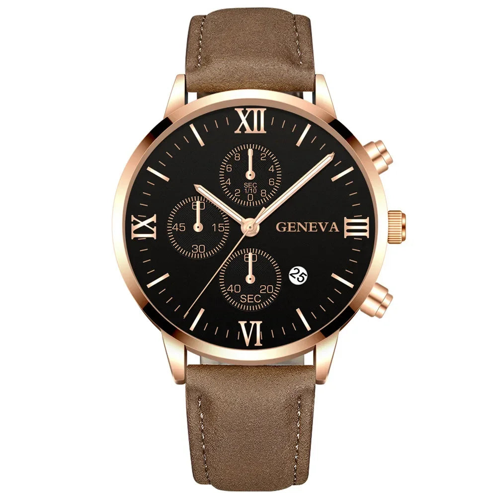 popular Fashion Geneva Men Date Alloy Case Synthetic Leather Analog Quartz Sport Watch Male Clock Top Brand Luxury Relogio...