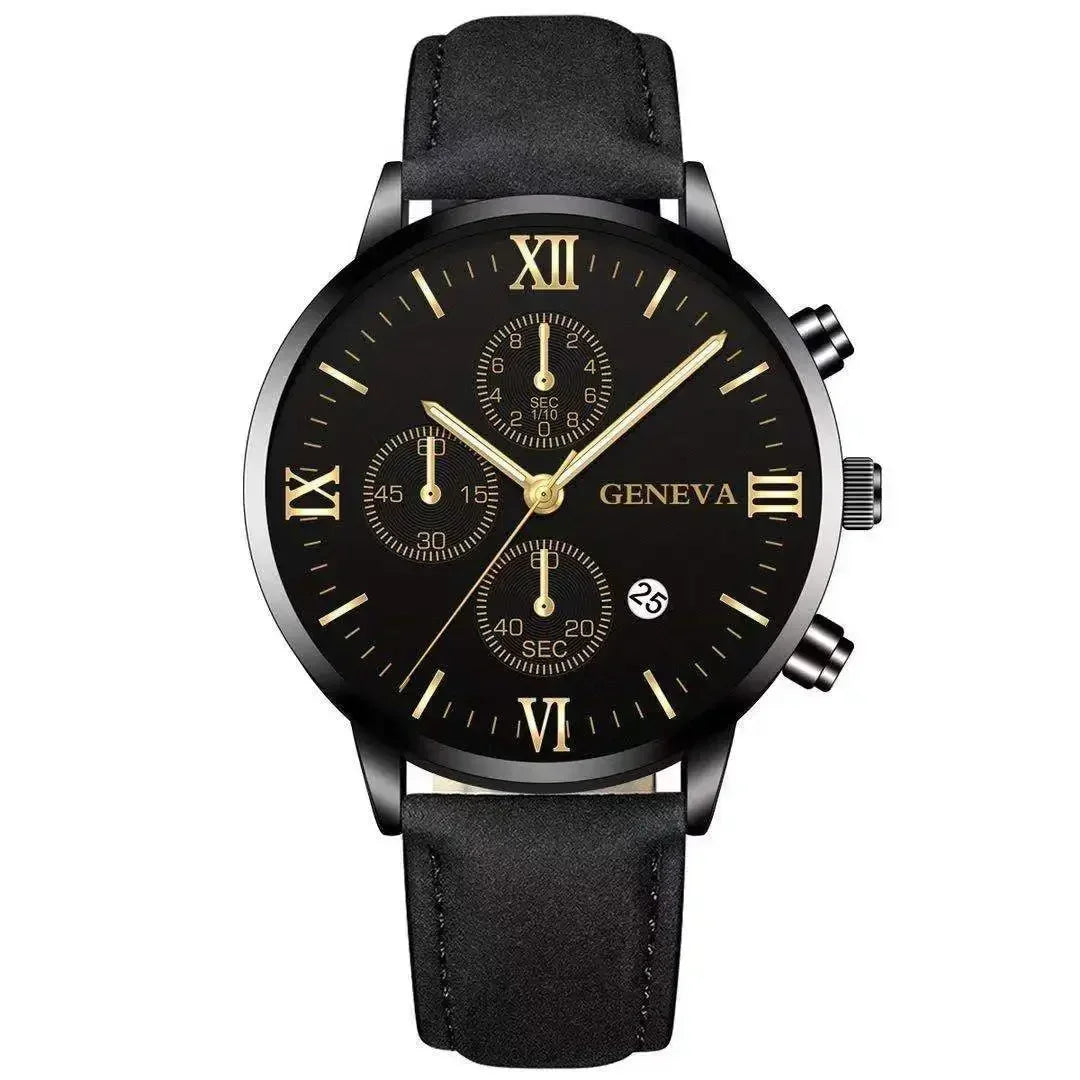 Fashion Geneva Men's Wristwatch Date Alloy Case Leather Analog Quartz Sport Watch Male Clock Top Brand Luxury Relogio Masc...
