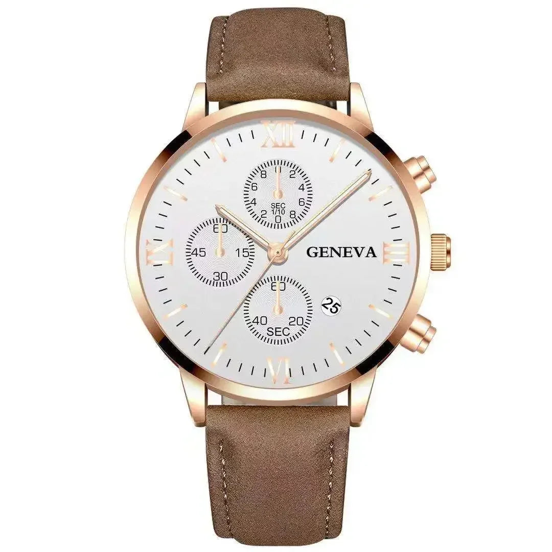 Fashion Geneva Men's Wristwatch Date Alloy Case Leather Analog Quartz Sport Watch Male Clock Top Brand Luxury Relogio Masc...