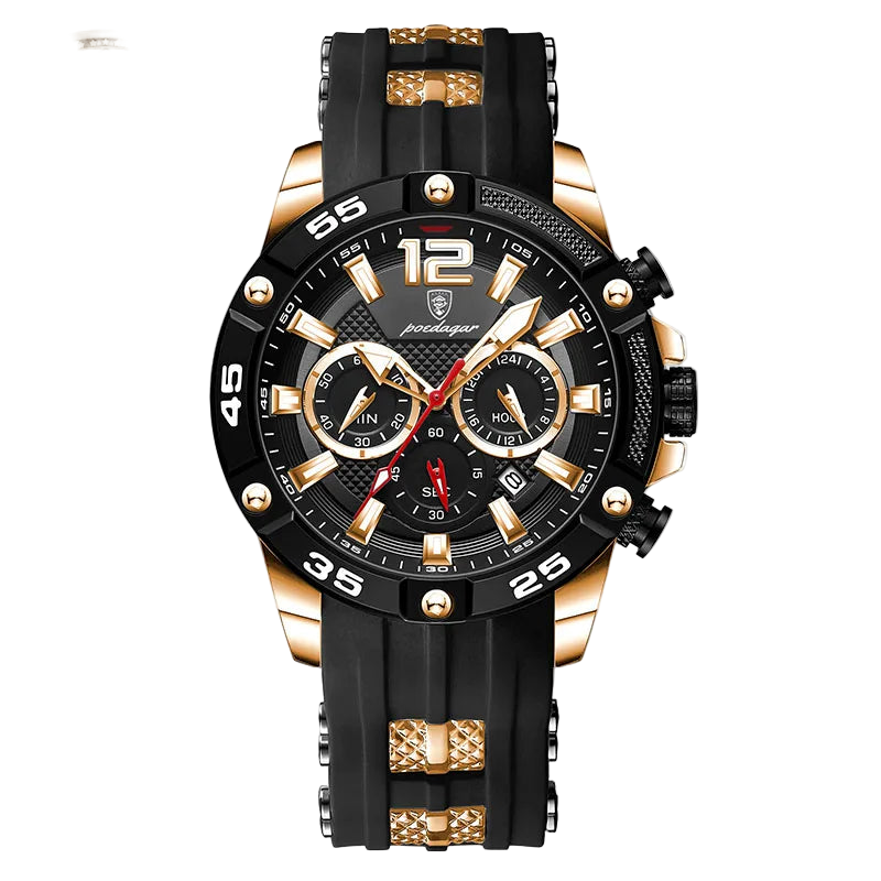 POEDAGAR Silicone Strap Sport Men's Watch Luxury Stopwatch Waterproof Military Wristwatches For Men Brand Luminous Clock N...
