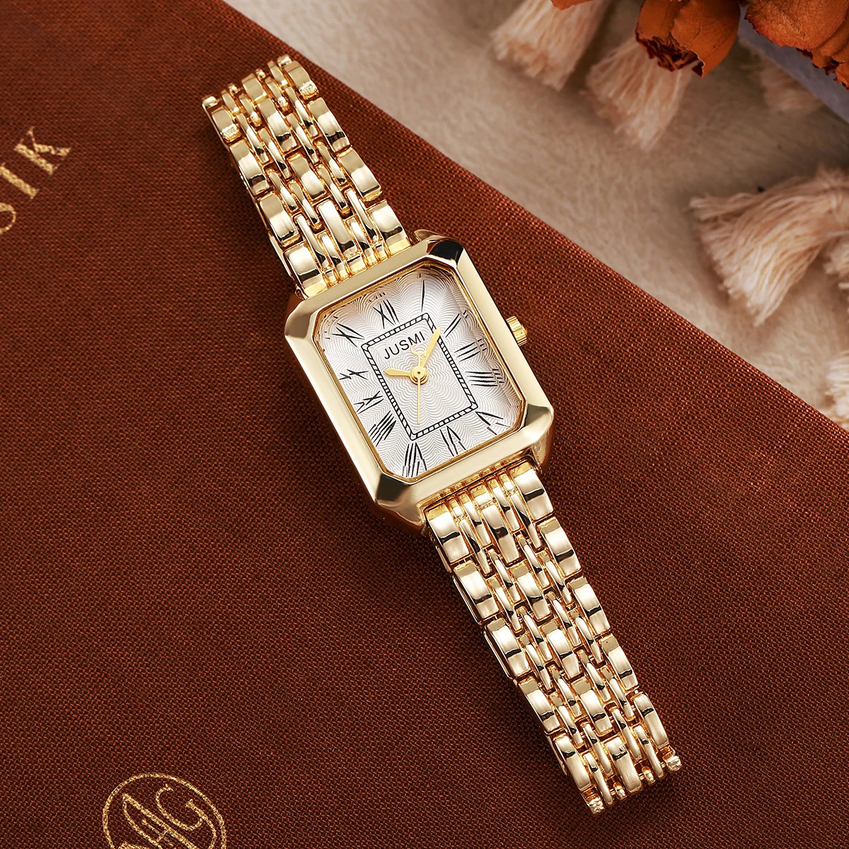 genuine Light Luxury Fashion All-match Square Roman Graduated Quartz Women's Watch for Christmas and Halloween Holiday Gif...