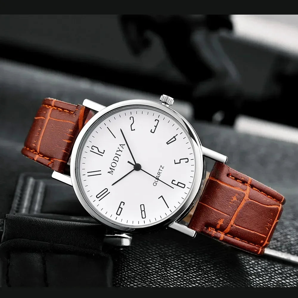 Men's Business Wrist Watch Luxury Leather Strap Analog Watches Ultra Thin Quartz Wristwatch Clock Men Women Casual Simple ...