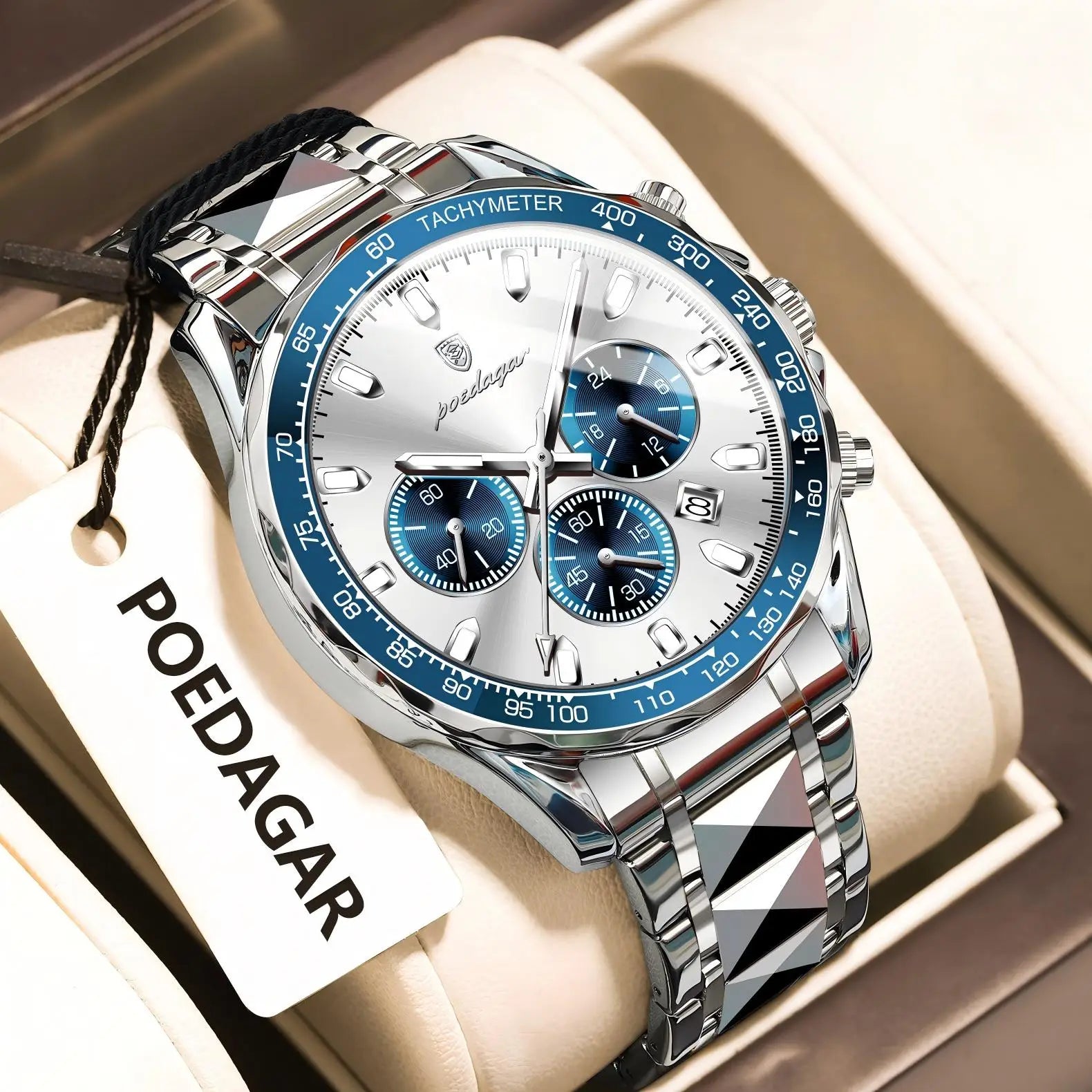 POEDAGAR Luxury Brand Men Watch Waterproof Luminous Stainless Steel Men's Watches Chronograph Date Quartz Business Watch F...