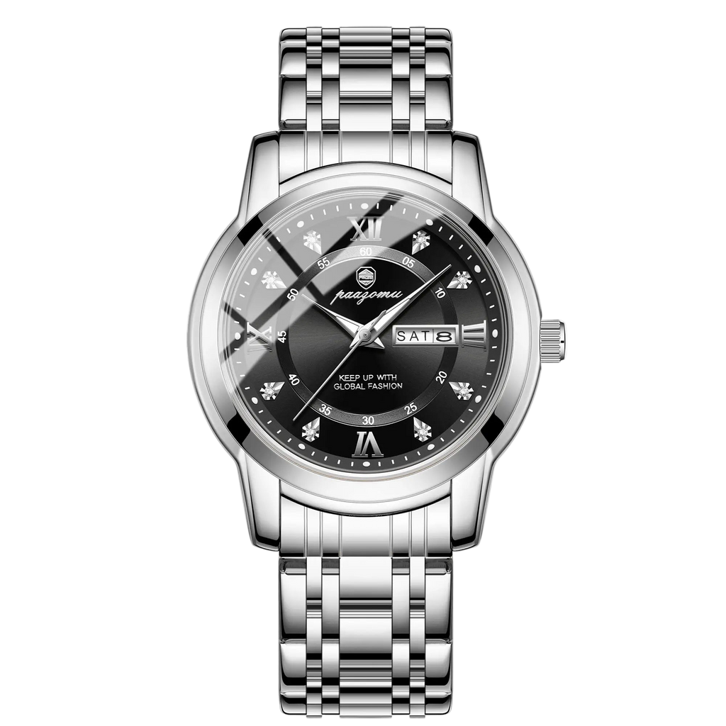 POEDAGAR Business Men Watch Date Week Waterproof Luminous Luxury Man Wristwatch Sports Stainless Steel Men's Quartz Watche...