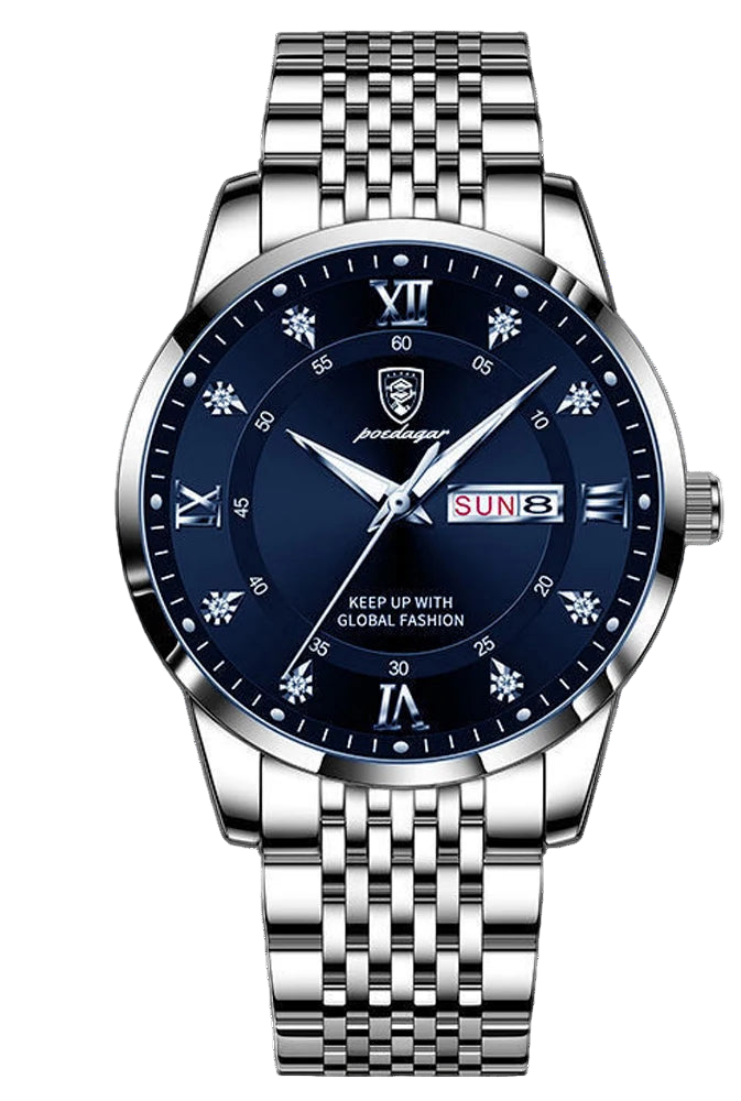 POEDAGAR Classic Luxury Quartz Man Wristwatch Sport Men Watches Waterproof Luminous Week Date Stainless Steel Men's Watch ...