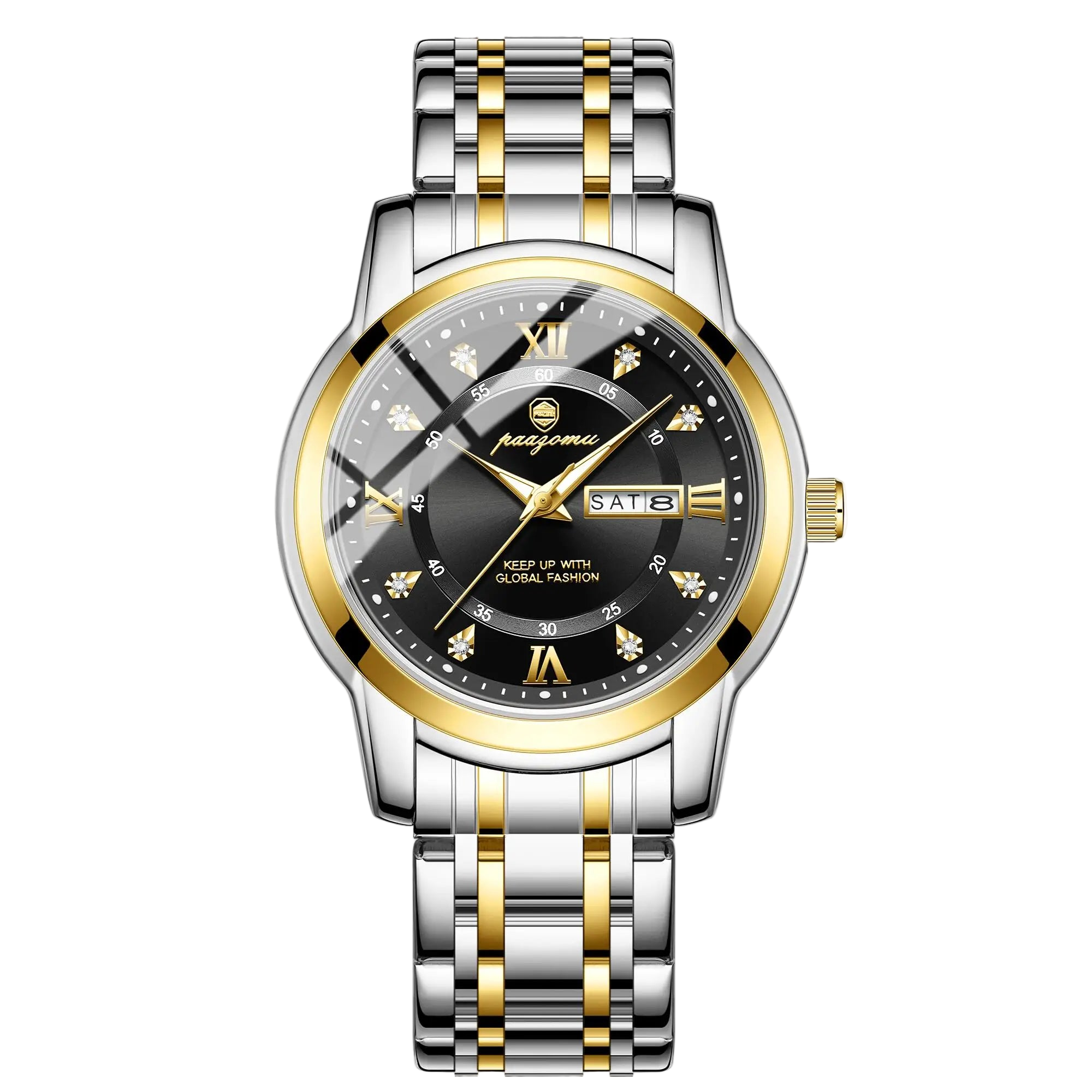 POEDAGAR Business Men Watch Date Week Waterproof Luminous Luxury Man Wristwatch Sports Stainless Steel Men's Quartz Watche...