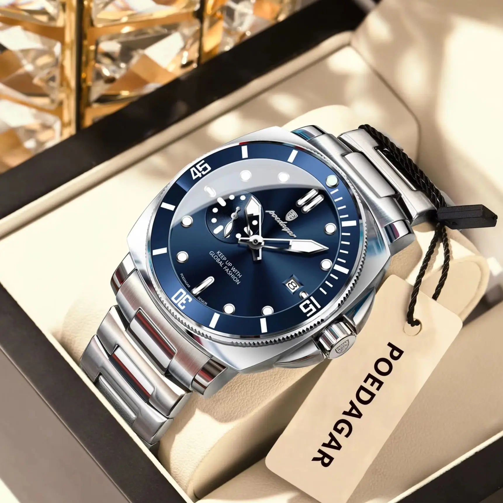 new POEDAGAR Top Fashion Luxury Watch For Men Waterproof Luminous Date Men's Watches Stainless Steel Business Quartz Male ...