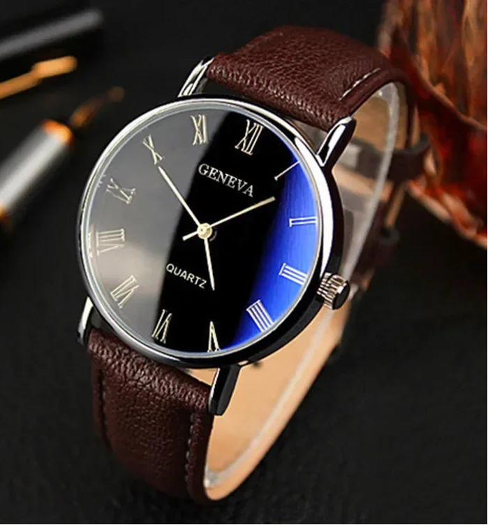 Famous Brand Men Quartz Watch Business Casual Fashion Student Trend Leather Strap Wristwatch Luxury Gift Clock Dropshippin...