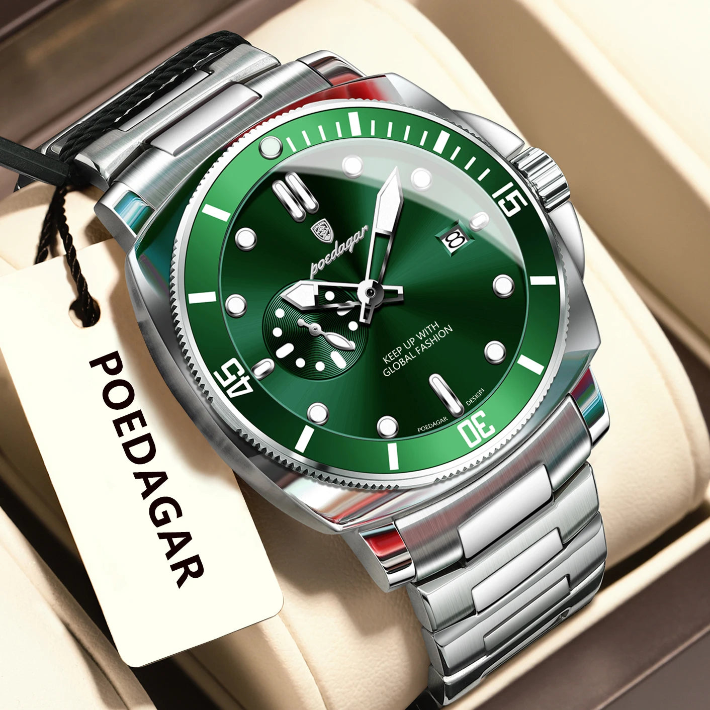 POEDAGAR Top Fashion Luxury Watch For Men Waterproof Luminous Date Men's Watches Stainless Steel Business Quartz Male Wris...