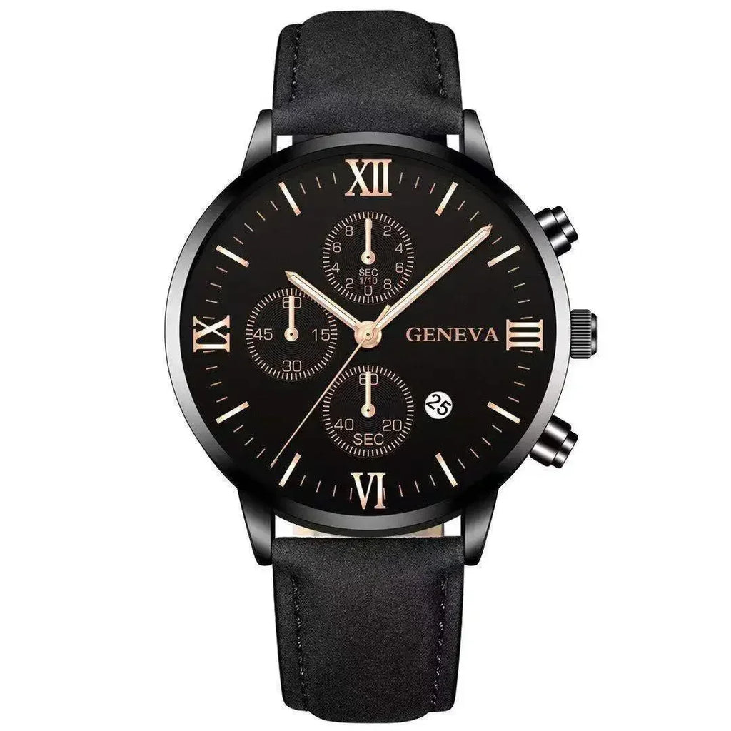 new Fashion Geneva Men's Wristwatch Date Alloy Case Leather Analog Quartz Sport Watch Male Clock Top Brand Luxury Relogio ...