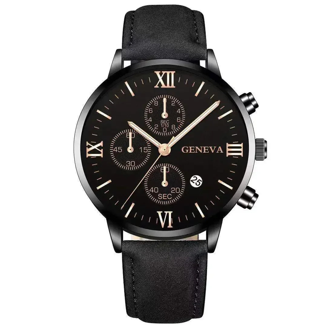 new Fashion Geneva Men's Wristwatch Date Alloy Case Leather Analog Quartz Sport Watch Male Clock Top Brand Luxury Relogio ...