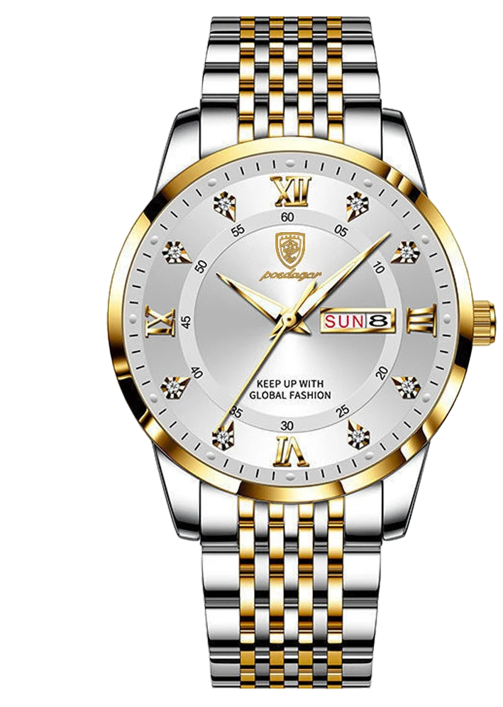 POEDAGAR Classic Luxury Quartz Man Wristwatch Sport Men Watches Waterproof Luminous Week Date Stainless Steel Men's Watch ...