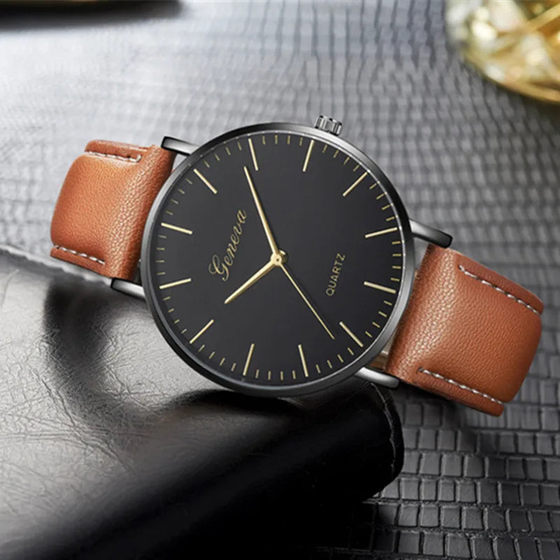 2022 Geneva Watch Fashion Business Simple Watches Men Leather Band Quartz Wristwatches Cheap Price Dopshipping Relogio Mas...