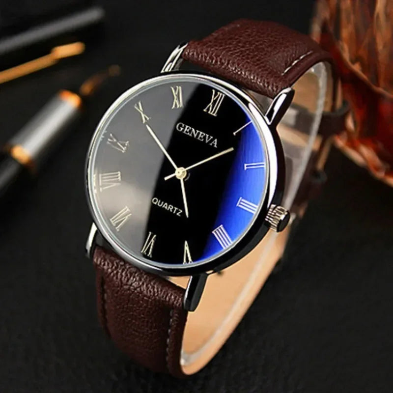 Famous Brand Men Quartz Watch Business Casual Fashion Student Trend Leather Strap Wristwatch Luxury Gift Clock Dropshippin...