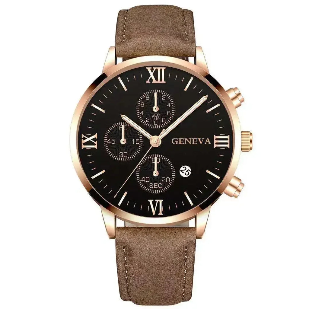 Fashion Geneva Men's Wristwatch Date Alloy Case Leather Analog Quartz Sport Watch Male Clock Top Brand Luxury Relogio Masc...