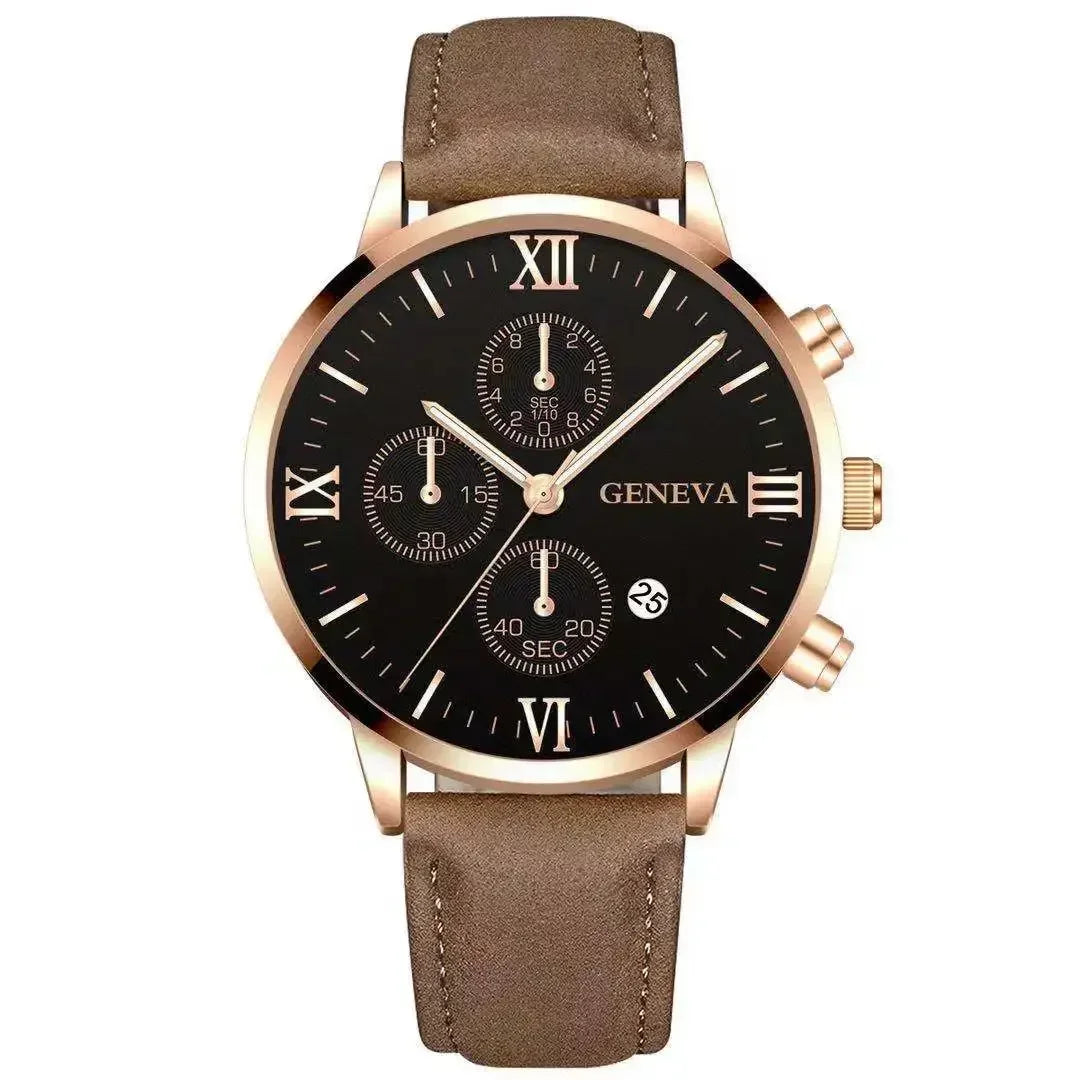 Fashion Geneva Men's Wristwatch Date Alloy Case Leather Analog Quartz Sport Watch Male Clock Top Brand Luxury Relogio Masc...