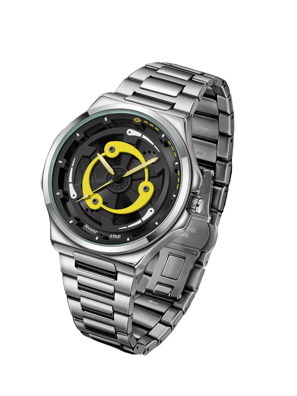 vastara steel strap watch rotatable dial watch 9 - classic unisex timepiece with stainless steel (USA)