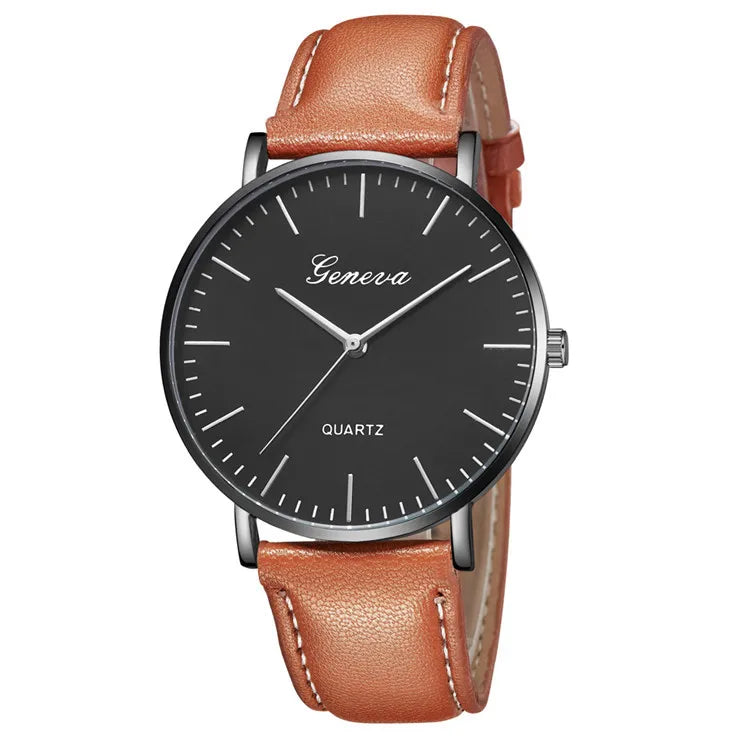 2022 Geneva Watch Fashion Business Simple Watches Men Leather Band Quartz Wristwatches Cheap Price Dopshipping Relogio Mas...