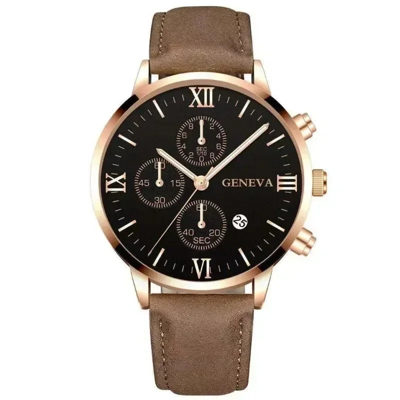 Fashion Geneva Men's Wristwatch Date Alloy Case Leather Analog Quartz Sport Watch Male Clock Top Brand Luxury Relogio Masc...