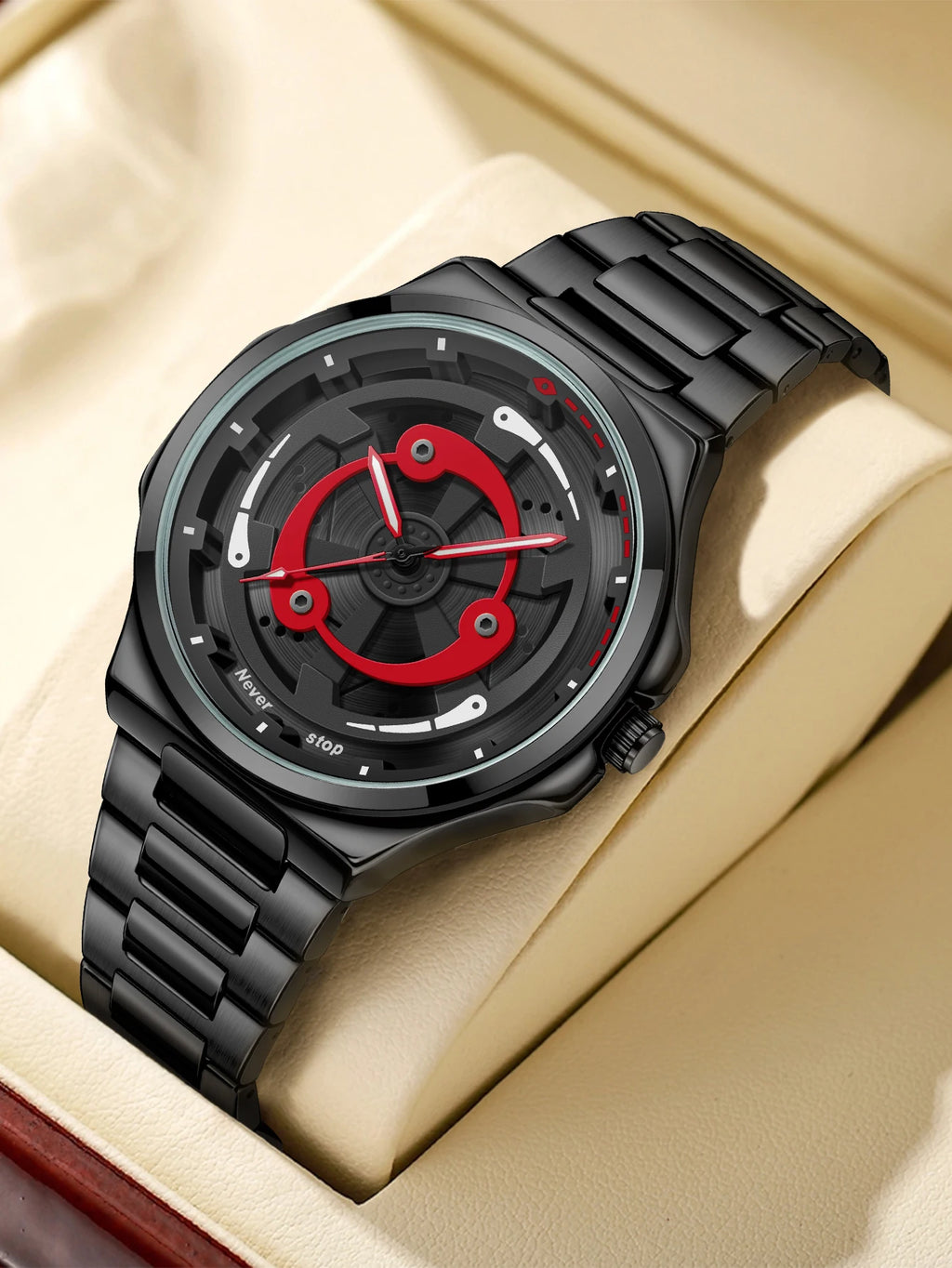 vastara steel strap watch rotatable dial watch 5 - classic unisex timepiece with stainless steel (USA)