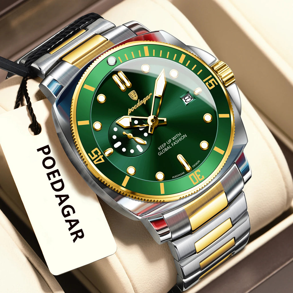 POEDAGAR Top Fashion Luxury Watch For Men Waterproof Luminous Date Men's Watches Stainless Steel Business Quartz Male Wris...