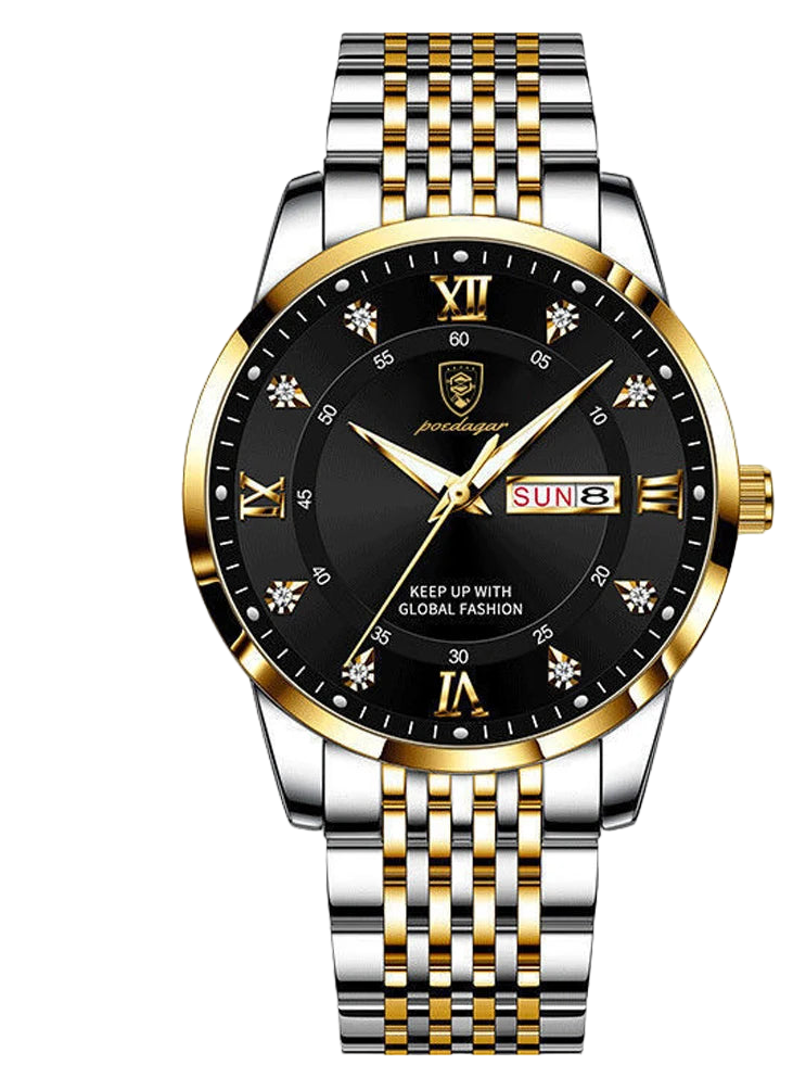 POEDAGAR Classic Luxury Quartz Man Wristwatch Sport Men Watches Waterproof Luminous Week Date Stainless Steel Men's Watch ...