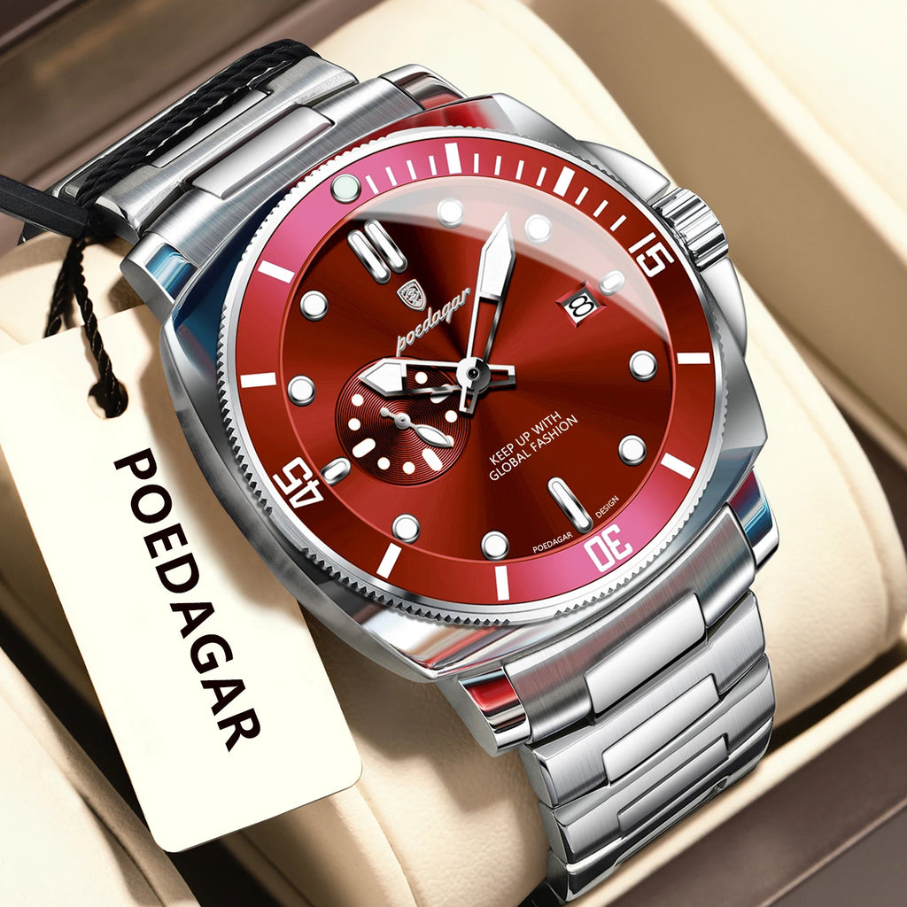 POEDAGAR Top Fashion Luxury Watch For Men Waterproof Luminous Date Men's Watches Stainless Steel Business Quartz Male Wris...
