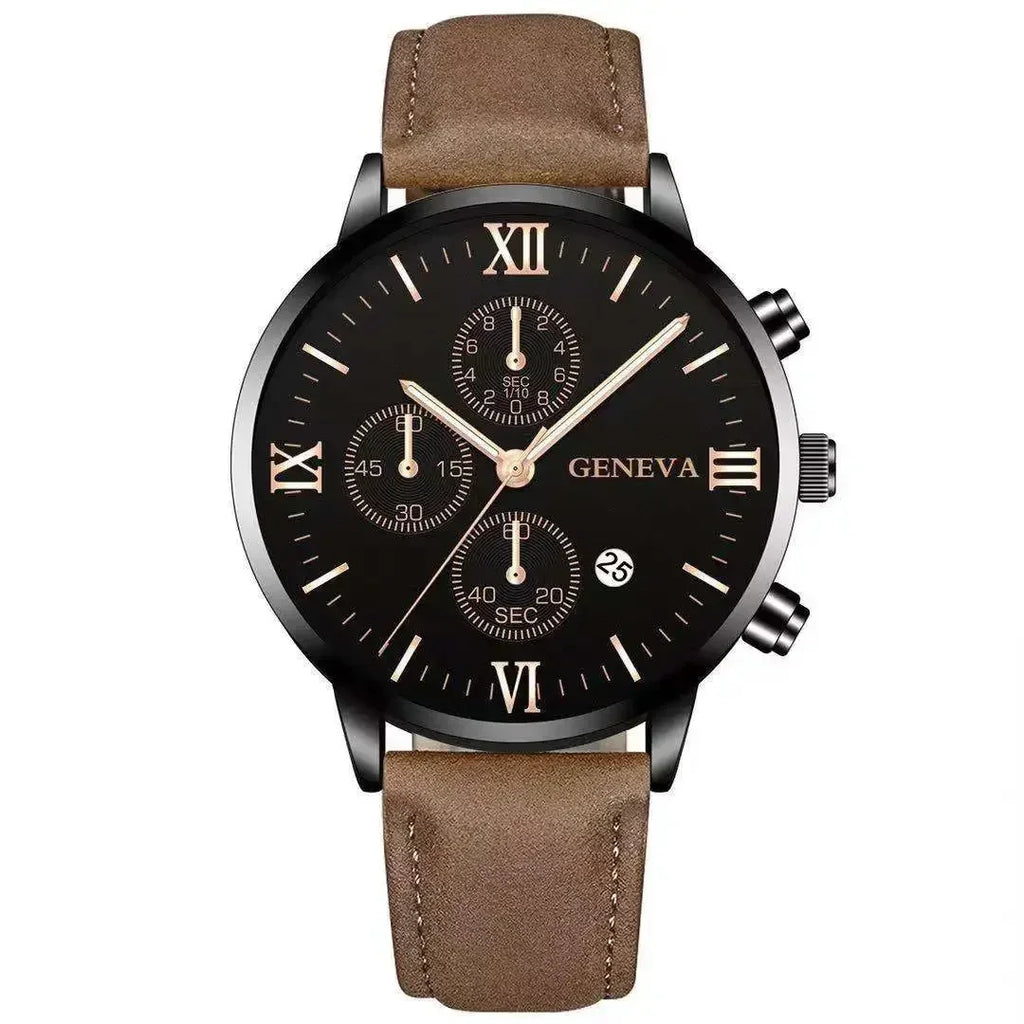 new Fashion Geneva Men's Wristwatch Date Alloy Case Leather Analog Quartz Sport Watch Male Clock Top Brand Luxury Relogio ...