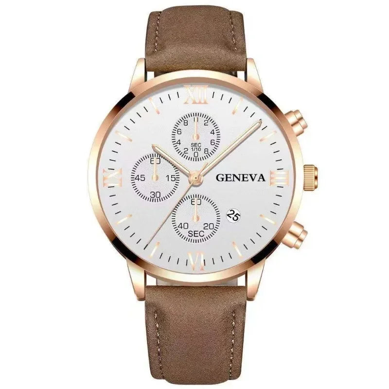 Fashion Geneva Men's Wristwatch Date Alloy Case Leather Analog Quartz Sport Watch Male Clock Top Brand Luxury Relogio Masc...