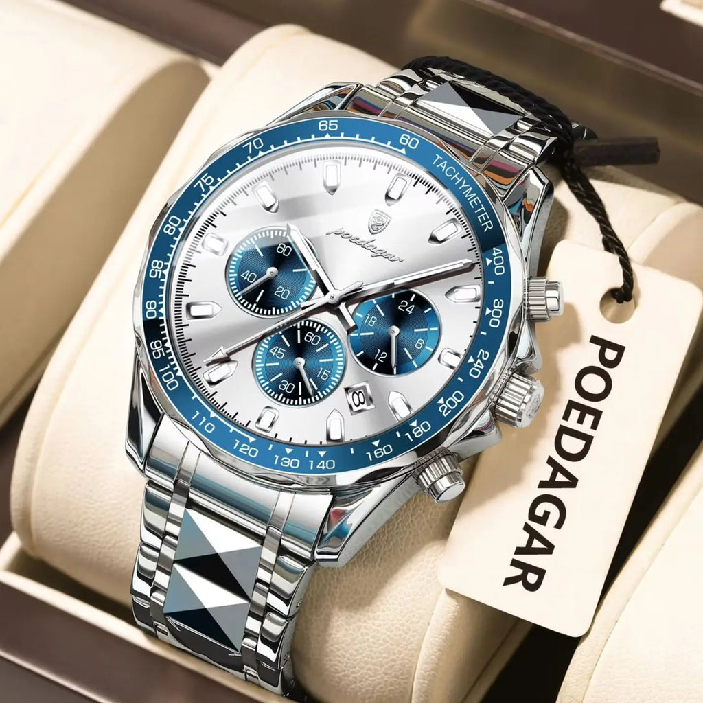 POEDAGAR Luxury Brand Men Watch Waterproof Luminous Stainless Steel Men's Watches Chronograph Date Quartz Business Watch F...
