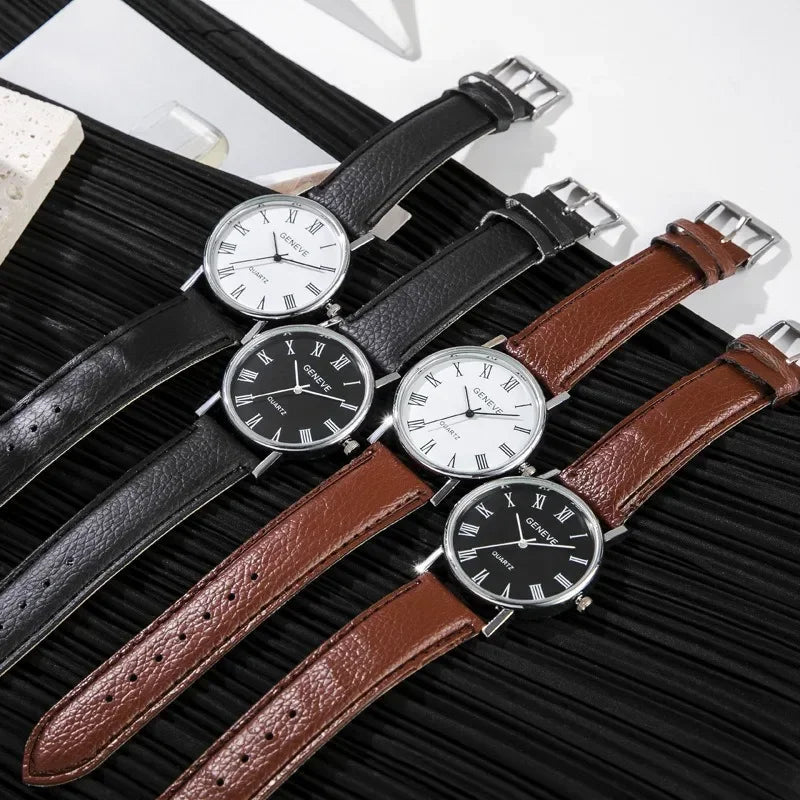 Famous Brand Men Quartz Watch Business Casual Fashion Student Trend Leather Strap Wristwatch Luxury Gift Clock Dropshippin...