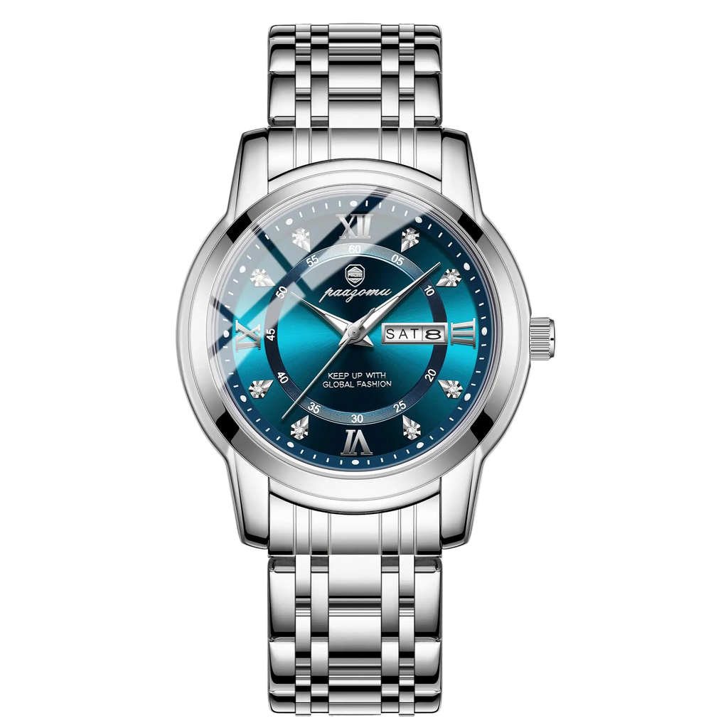 POEDAGAR Business Men Watch Date Week Waterproof Luminous Luxury Man Wristwatch Sports Stainless Steel Men's Quartz Watche...