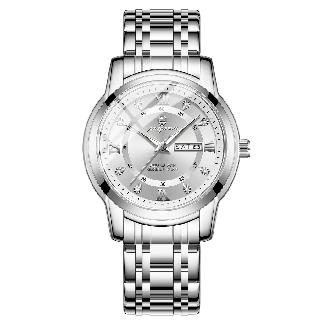 POEDAGAR Business Men Watch Date Week Waterproof Luminous Luxury Man Wristwatch Sports Stainless Steel Men's Quartz Watche...