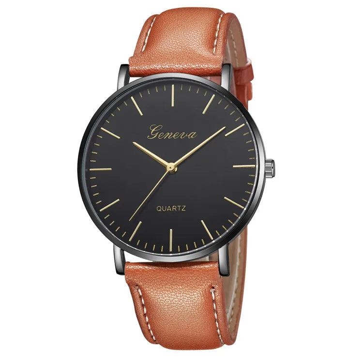 2022 Geneva Watch Fashion Business Simple Watches Men Leather Band Quartz Wristwatches Cheap Price Dopshipping Relogio Mas...