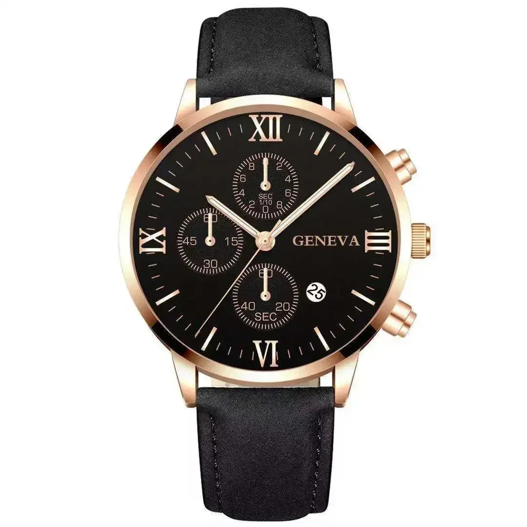 Fashion Geneva Men's Wristwatch Date Alloy Case Leather Analog Quartz Sport Watch Male Clock Top Brand Luxury Relogio Masc...