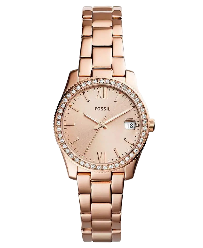 vastara - fossil women's scarlette rose gold-tone stainless steel bracelet watch - casual unisex watch with stainless steel